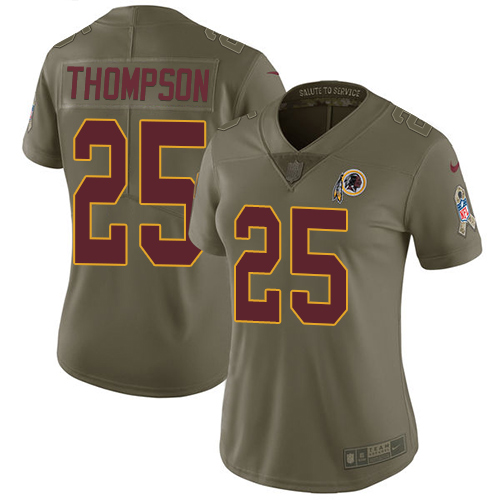 Nike Redskins #25 Chris Thompson Olive Women's Stitched NFL Limited Salute to Service Jersey